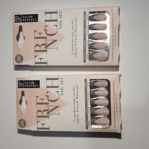 Salon Perfect French Nail Black Lace Nail Kit - Pink French with Black (2 packs)